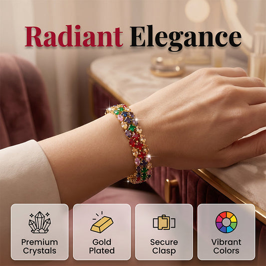 💎 PROMO EXCEPTIONNELLE 50% DE RÉDUCTION ! 🌸 Bracelet Tennis Multicolore Élégant pour Femme – Strass & Finition Dorée – Lumineux, Raffiné & Polyvalent – Parfait pour le Quotidien ou les Occasions Spéciales ✨💖🌿