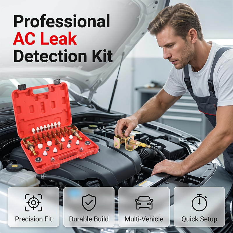 🔧 50% DE RÉDUCTION ! 🚗 Kit de Détection de Fuites de Climatisation Auto – Complet & Universel – Adaptateurs de Précision – Idéal pour Pros et Bricoleurs ❄️🔍✨