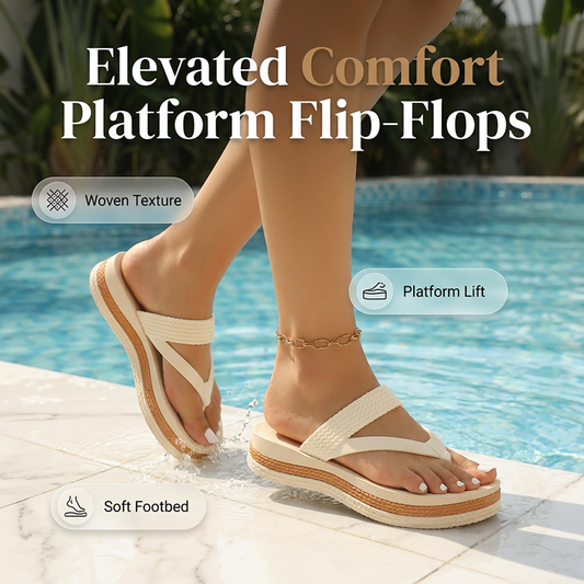 👡 -50 % MAINTENANT ! 🌸 Tongues à plateforme premium | Sandales d'été chic à brides tressées | Semelle épaisse et semelle intérieure rembourrée pour la plage