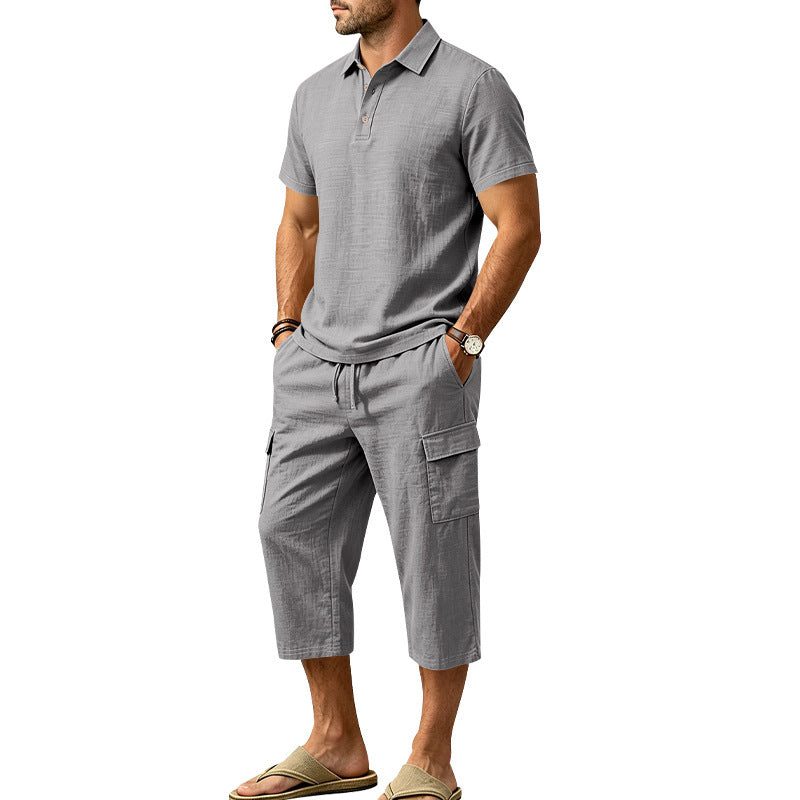 👔 PROMO EXCEPTIONNELLE 50% DE RÉDUCTION ! ☀️ Ensemble Lin Homme Été – Chemise Ample & Short Cargo – Respirant & Élégant – Parfait pour les Journées Chaudes et les Sorties Décontractées 🌊✨🩳