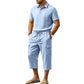 👔 PROMO EXCEPTIONNELLE 50% DE RÉDUCTION ! ☀️ Ensemble Lin Homme Été – Chemise Ample & Short Cargo – Respirant & Élégant – Parfait pour les Journées Chaudes et les Sorties Décontractées 🌊✨🩳