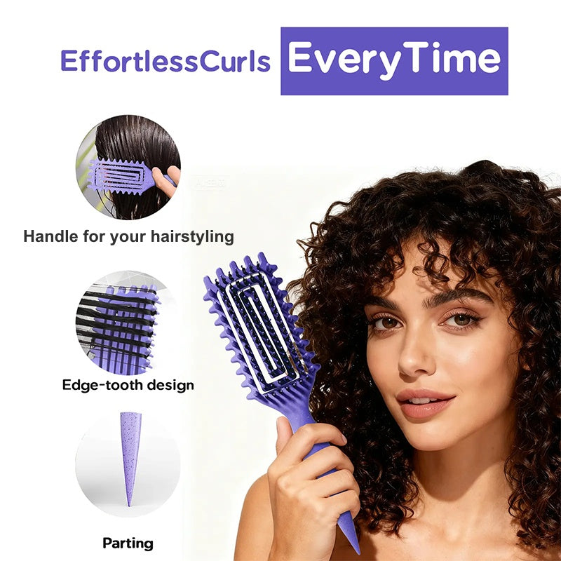 🌀🪮 Brosse à ventilation spécial boucles | Démêlage sans douleur, préserve la forme des cheveux crépus et ondulés ✅