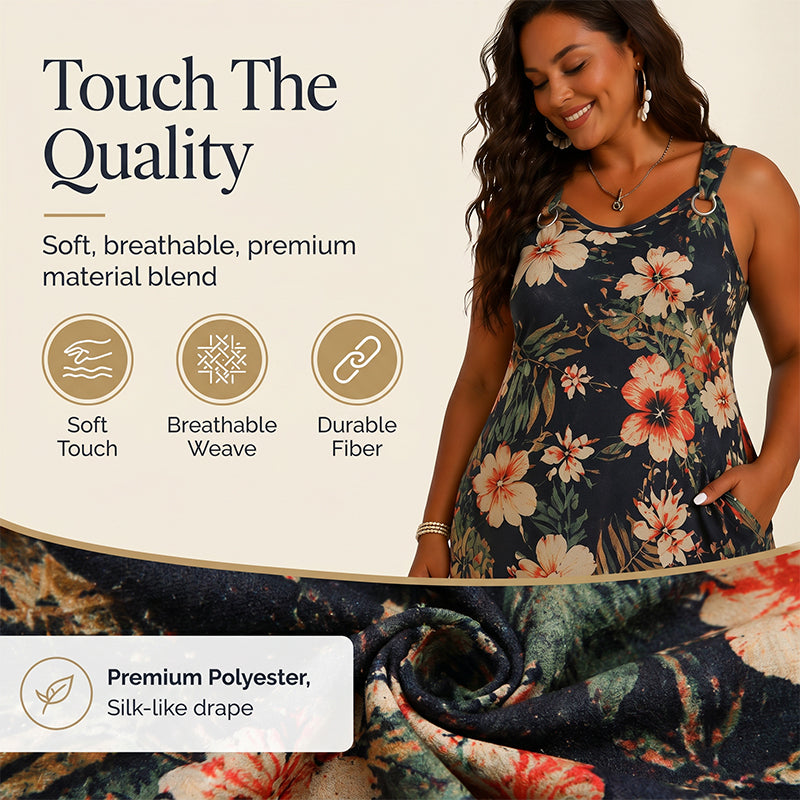 🎉 OFFRE LIMITÉE -50% ! 👗 Robe Maxi Sans Manches Col V Grande Taille – Silhouette Fluide & Design Élégant Jusqu’au Sol – Parfaite pour l’Été et les Occasions Spéciales 🌸✨