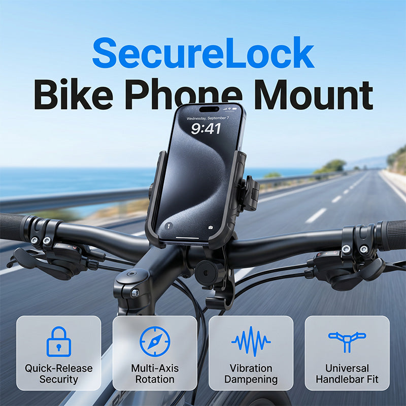 📱🔒 Support vélo à dégagement rapide – Système SecureLock anti-chocs, maintien ultra-sûr sur route comme en ville 🚴‍♂️🛡️