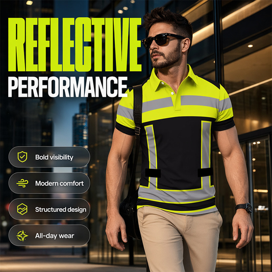 📢📢50 % DE RÉDUCTION !!⏰Chemise manches courtes réfléchissante haute visibilité pour homme