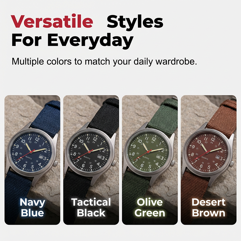Montre à quartz avec aiguilles phosphorescentes — Design classique
