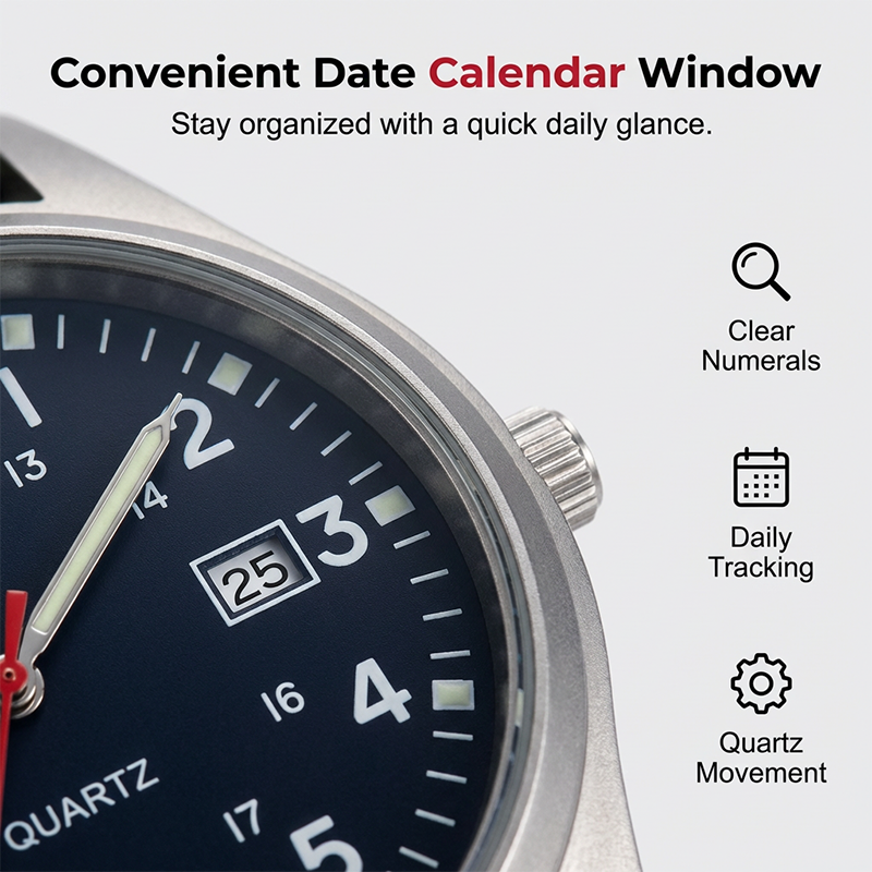 Montre à quartz avec aiguilles phosphorescentes — Design classique