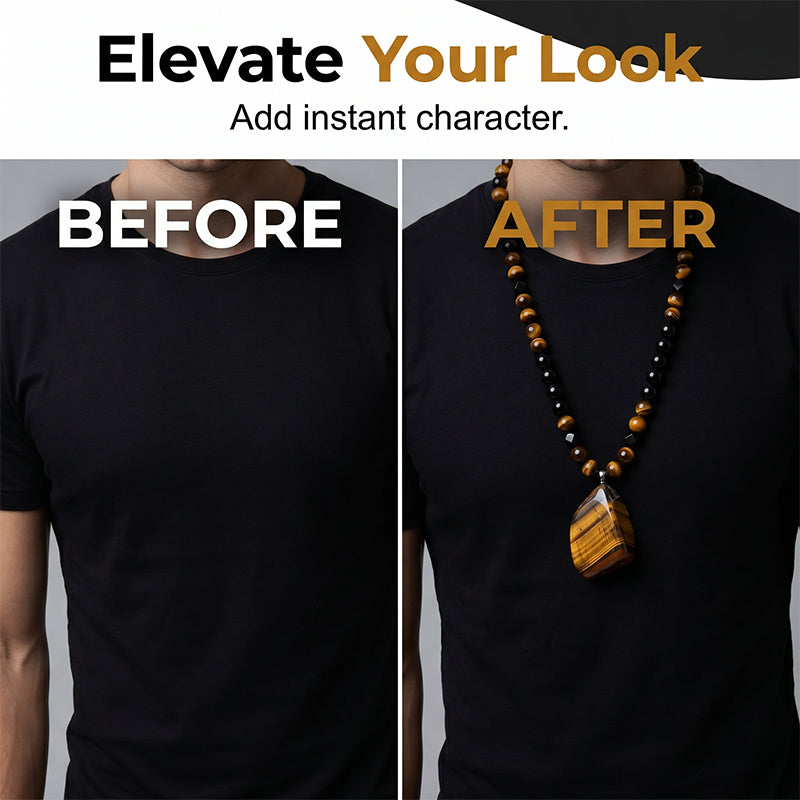 💎 Soldes 2026 — Plus de 73 000 vendus!🔥 Collier Œil de Tigre Homme – Pierre Naturelle Premium 🧿