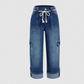 👖 50% DE RÉDUCTION 🌿 Pantalon cargo large – Taille cordon, grandes poches & coupe relax – Idéal pour le quotidien, les voyages ou les sorties – bleu, tailles S à 3XL ✨💙👖