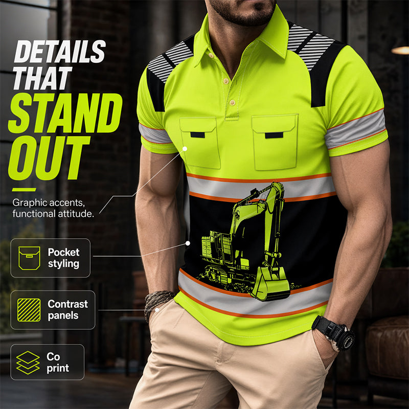 👕🚧 T-shirt homme motif pelleteuse – 25k+ vendus, imprimé résistant, coupe décontractée, idéal pour le travail, les loisirs ou les fans de gros engins 🏗️💪