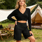 Short de Yoga Taille Haute pour Femme avec Poches