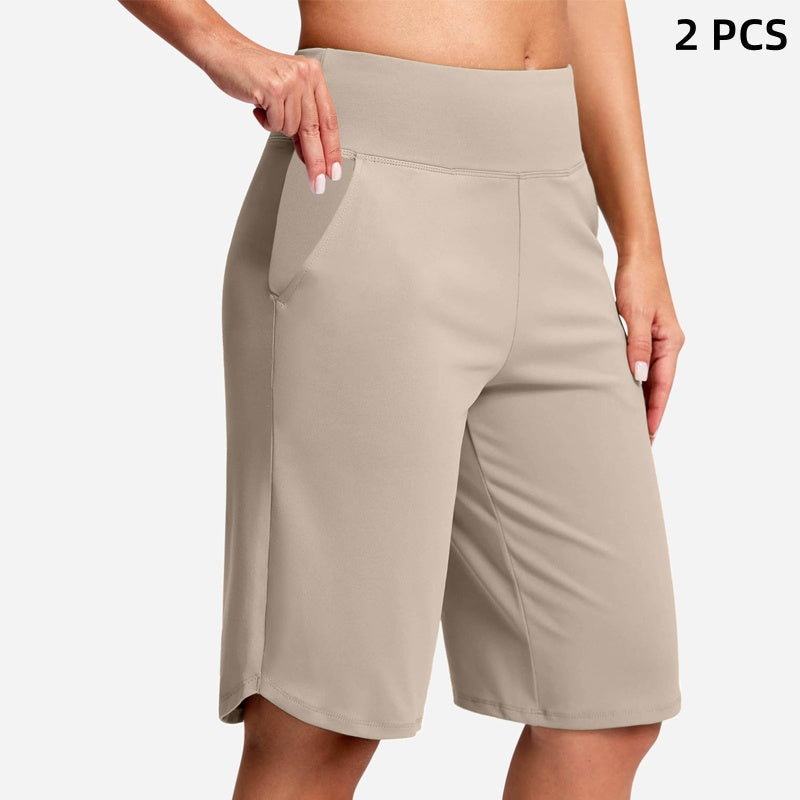 Short de Yoga Taille Haute pour Femme avec Poches