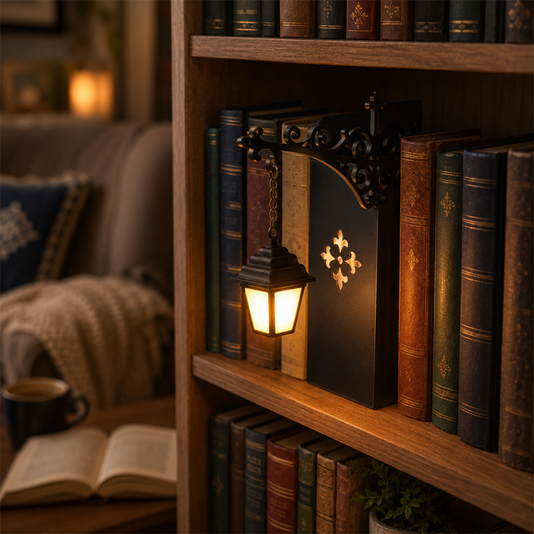 Serre-livres Lampadaire Rétro Miniature avec Lumière