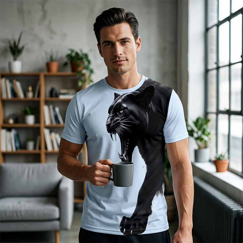 🔥 50% DE RÉDUCTION ! 🌿 T-Shirt à Imprimé Graphique Respirant pour Homme – Coupe Athlétique, Séchage Rapide & Impression Numérique Résistante – Idéal pour le Sport et le Quotidien 🐆