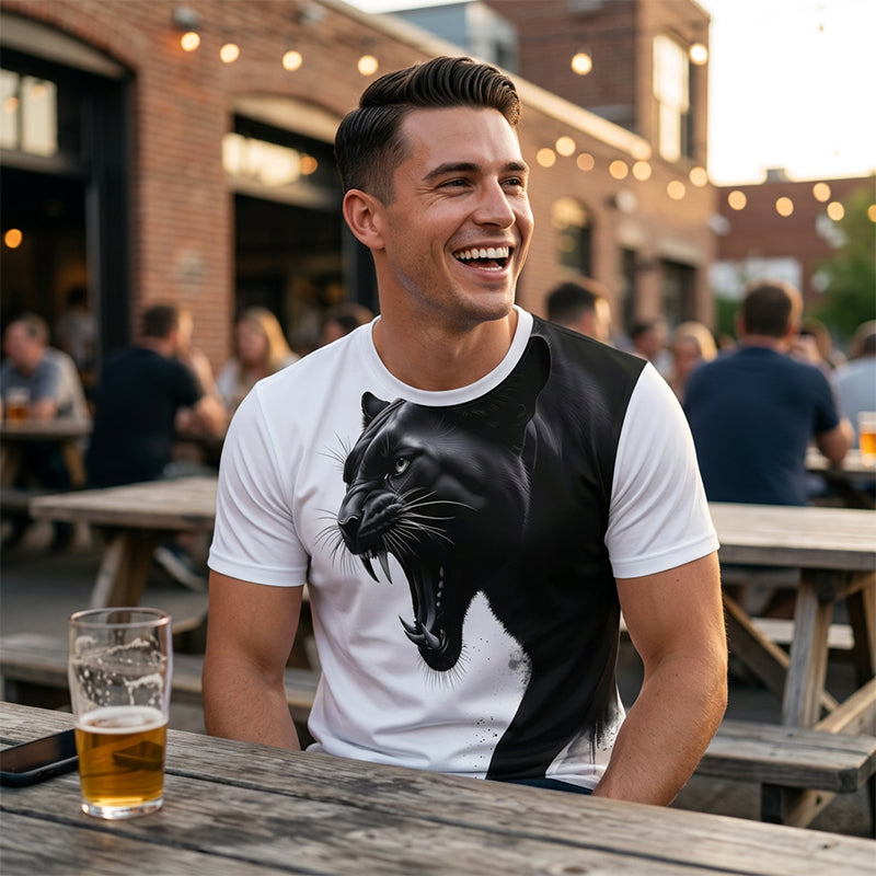 🔥 50% DE RÉDUCTION ! 🌿 T-Shirt à Imprimé Graphique Respirant pour Homme – Coupe Athlétique, Séchage Rapide & Impression Numérique Résistante – Idéal pour le Sport et le Quotidien 🐆