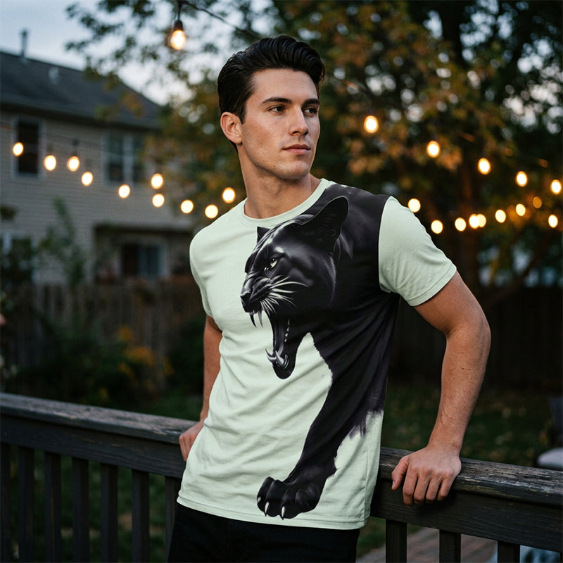 🔥 50% DE RÉDUCTION ! 🌿 T-Shirt à Imprimé Graphique Respirant pour Homme – Coupe Athlétique, Séchage Rapide & Impression Numérique Résistante – Idéal pour le Sport et le Quotidien 🐆