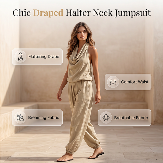 🎉 Soldes 2026 — Plus de 52 000 vendus ! 👗 Combinaison Femme Col Halter Jambe Large – Chic Été ☀️