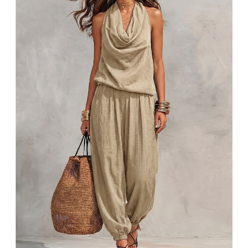 🎉 Soldes 2026 — Plus de 52 000 vendus ! 👗 Combinaison Femme Col Halter Jambe Large – Chic Été ☀️