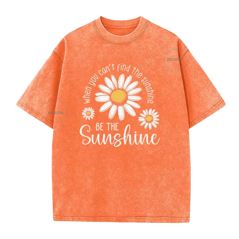 👗 50 % DE RÉDUCTION ! 🌸T-Shirt Unisexe Imprimé Marguerite Vintage Lavé Coupe Ample