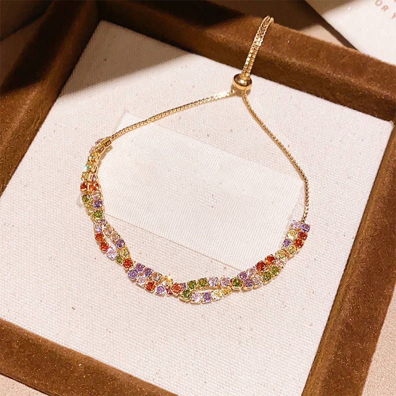 📢📢50% DE RÉDUCTION !! ⏰Bracelet Ajustable Rétro Entrelacé Multicolore en Zircon pour Femme