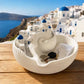 🏺 50% DE RÉDUCTION! 🌊 Bol Santorin en céramique émaillée – Vagues bleues, village miniature & déco élégante – Parfait pour une touche méditerranéenne dans votre intérieur ✨