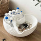 🏺 50% DE RÉDUCTION! 🌊 Bol Santorin en céramique émaillée – Vagues bleues, village miniature & déco élégante – Parfait pour une touche méditerranéenne dans votre intérieur ✨
