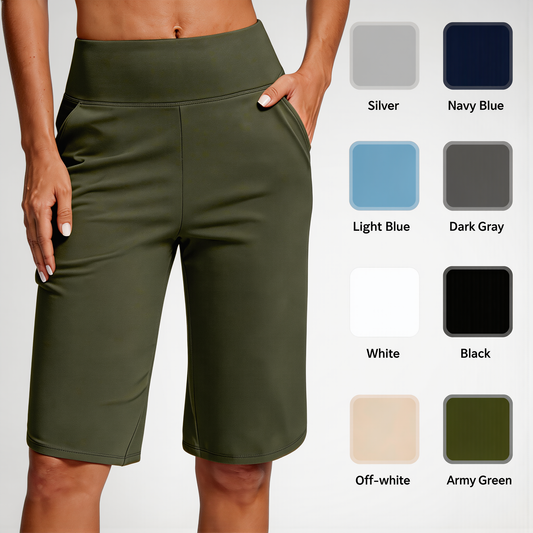Short de Yoga Taille Haute pour Femme avec Poches