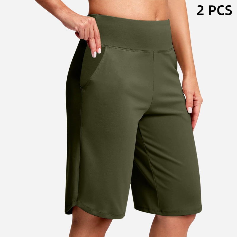 Short de Yoga Taille Haute pour Femme avec Poches