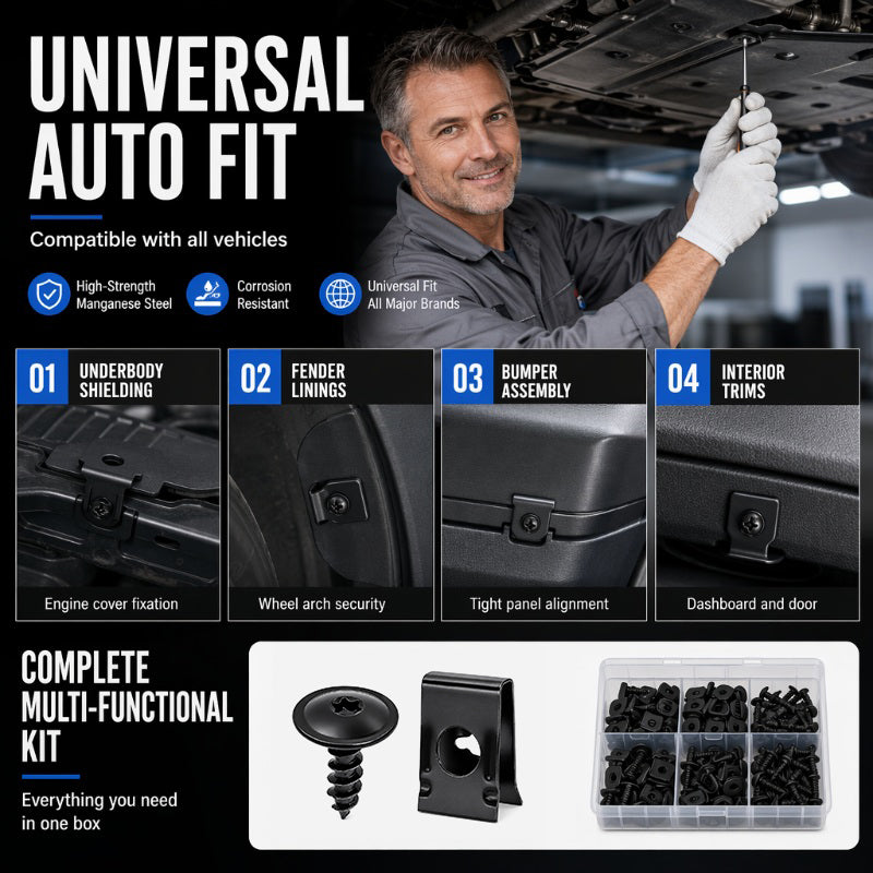 🎉 Soldes 2026 — Plus de 44 000 vendus 🔩 Kit Universel Clips en U et Vis Métalliques Voiture 🚗