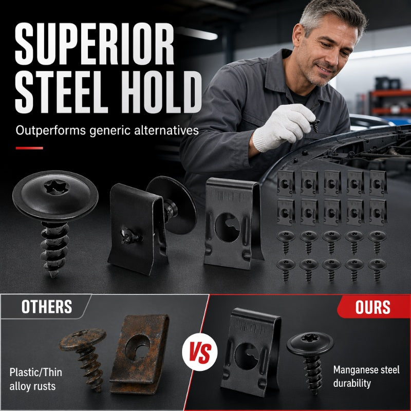 🎉 Soldes 2026 — Plus de 44 000 vendus 🔩 Kit Universel Clips en U et Vis Métalliques Voiture 🚗