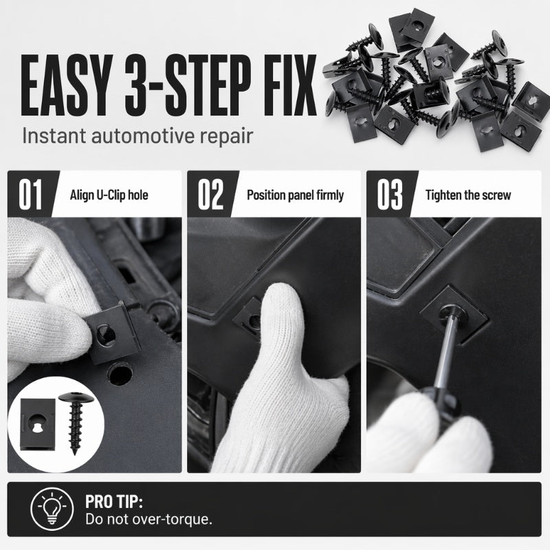 🎉 Soldes 2026 — Plus de 44 000 vendus 🔩 Kit Universel Clips en U et Vis Métalliques Voiture 🚗