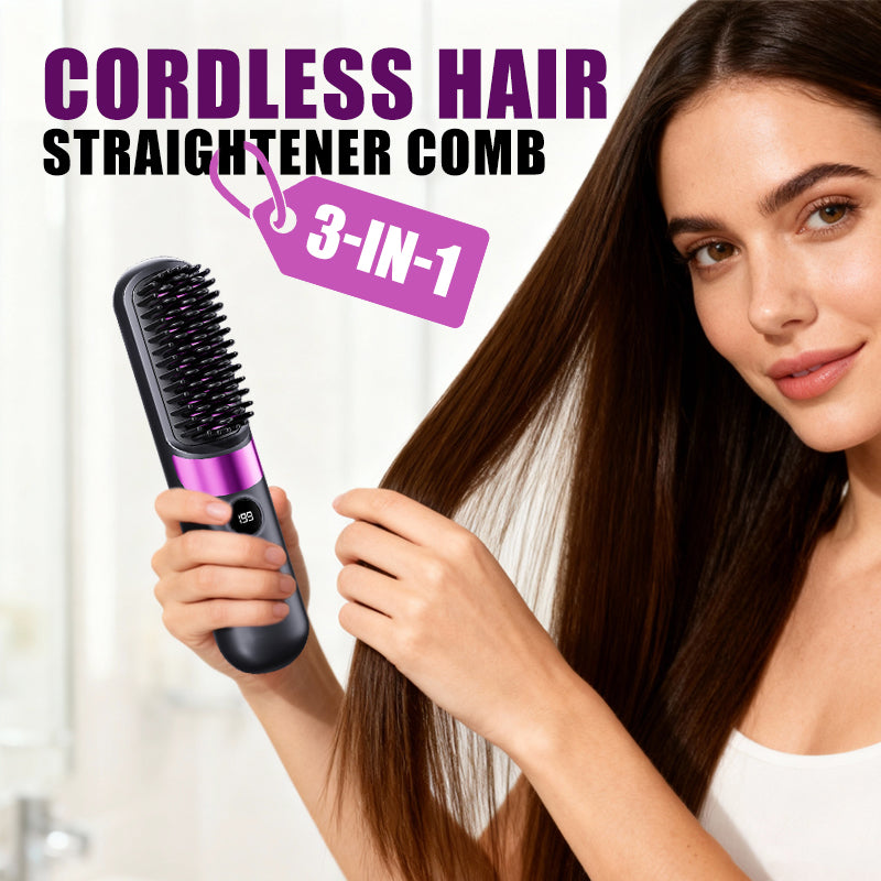 ⏳⏰Derniers 4 heures de soldes💇‍♀️ Peigne-lisseur 3-en-1 sans fil portable, lisse coiffe démêle les cheveux nomade pour tous vos déplacements ✨