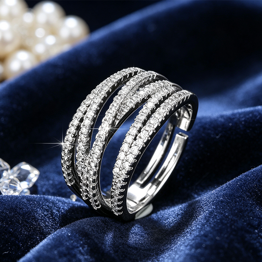 💫 50 % de réduction ! 💍 Bague croix multi-rangs ajustable - Parfaite au quotidien, pour aller au travail ou pour les soirées ✨