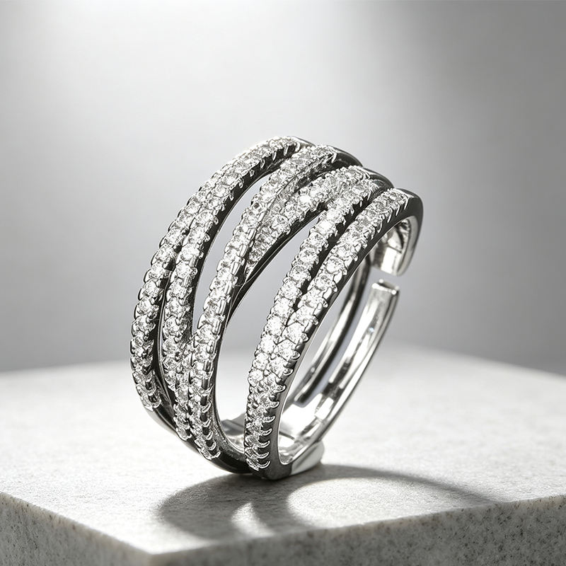 💫 50 % de réduction ! 💍 Bague croix multi-rangs ajustable - Parfaite au quotidien, pour aller au travail ou pour les soirées ✨