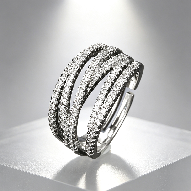 💫 50 % de réduction ! 💍 Bague croix multi-rangs ajustable - Parfaite au quotidien, pour aller au travail ou pour les soirées ✨