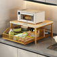 📢📢40% DE RÉDUCTION !! ⏰  Support Micro-Ondes 2 niveaux avec tiroir coulissant – Gain de place, étagère surélevée & panier intégré – Idéal pour cuisine, café & dortoir ✨