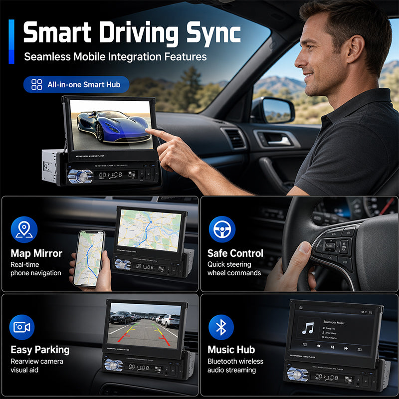 📻🚗 Autoradio 7 pouces à écran tactile – Bluetooth mains libres, USB/SD/AUX et caméra de recul incluse, modernisez votre conduite 🎯🔧