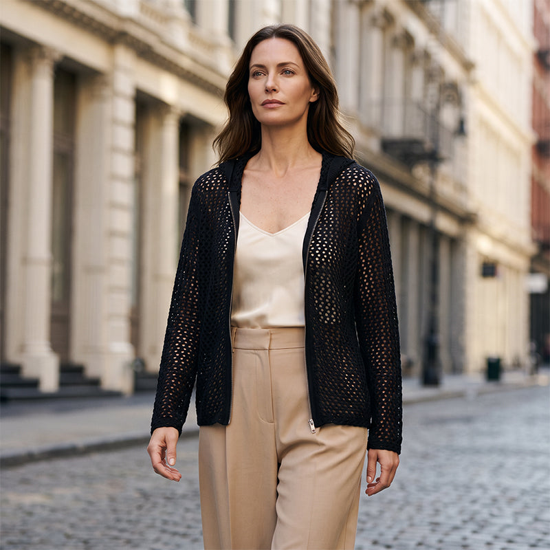 🌸 50% DE RÉDUCTION! ☀️ Gilet Femme Zippé en Maille Ajourée – Léger, manches longues & design aéré – Parfait pour le printemps & l'été – Style décontracté & polyvalent 🌿
