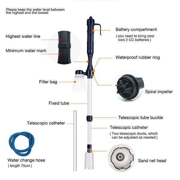 💕🔥Aspirateur de Fond Électrique pour Aquarium – Nettoie le Gravier & Renouvelle l’Eau en Même Temps !