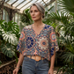 ⏰Blouse Femme Col V Imprimé Bohème Été Coupe Ample