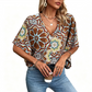 ⏰Blouse Femme Col V Imprimé Bohème Été Coupe Ample