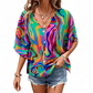 ⏰Blouse Femme Col V Imprimé Bohème Été Coupe Ample