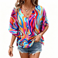 ⏰Blouse Femme Col V Imprimé Bohème Été Coupe Ample
