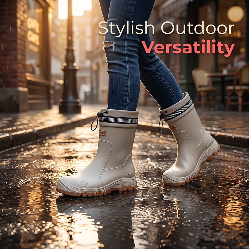 👢 PROMO FLASH 50% DE RÉDUCTION ! 🌧 Bottes de Pluie Étanches Unisex – Mi-Mollet, Semelle Antidérapante, Coque Résistante à l’Usure, Facile à Nettoyer, Noir Rouge/Beige/Noir, Tailles 36-45 🏆