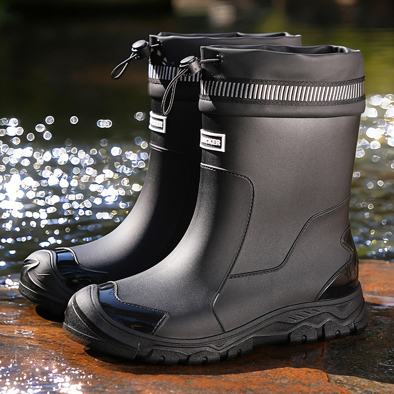 👢 PROMO FLASH 50% DE RÉDUCTION ! 🌧 Bottes de Pluie Étanches Unisex – Mi-Mollet, Semelle Antidérapante, Coque Résistante à l’Usure, Facile à Nettoyer, Noir Rouge/Beige/Noir, Tailles 36-45 🏆
