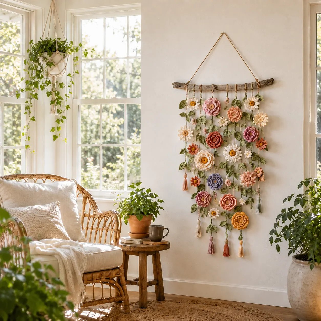🌷 -40% aujourd’hui seulement ! Fleur murale crochetée artisanale – Votre intérieur mérite cette touche bohème⏳ Offre termine à minuit !