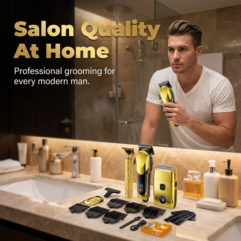 🔥 50% DE RÉDUCTION ! 🎉 Kit de Tonte Électrique Professionnel – Lames en Titane – Sans Fil & Écran LED for Hommes