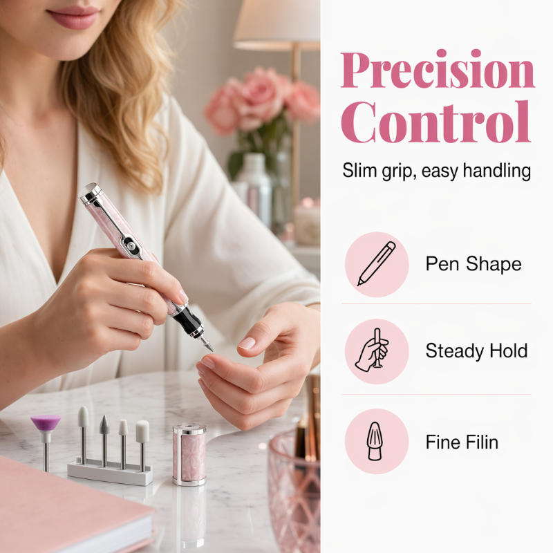 📢 50% DE RÉDUCTION !! ⏰ Lime À Ongles Électrique Sans Fil – ABS + Céramique – 500 mAh & 5 Embouts & Recharge Type-C for Manucure Maison