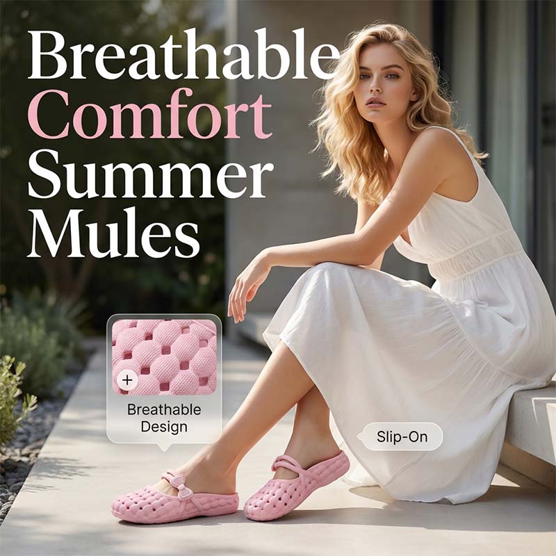 🎀☁️ Mules à nœud respirantes – Confort nuage, enfiler facile, l’élégance sans effort du matin au soir 🌸👡