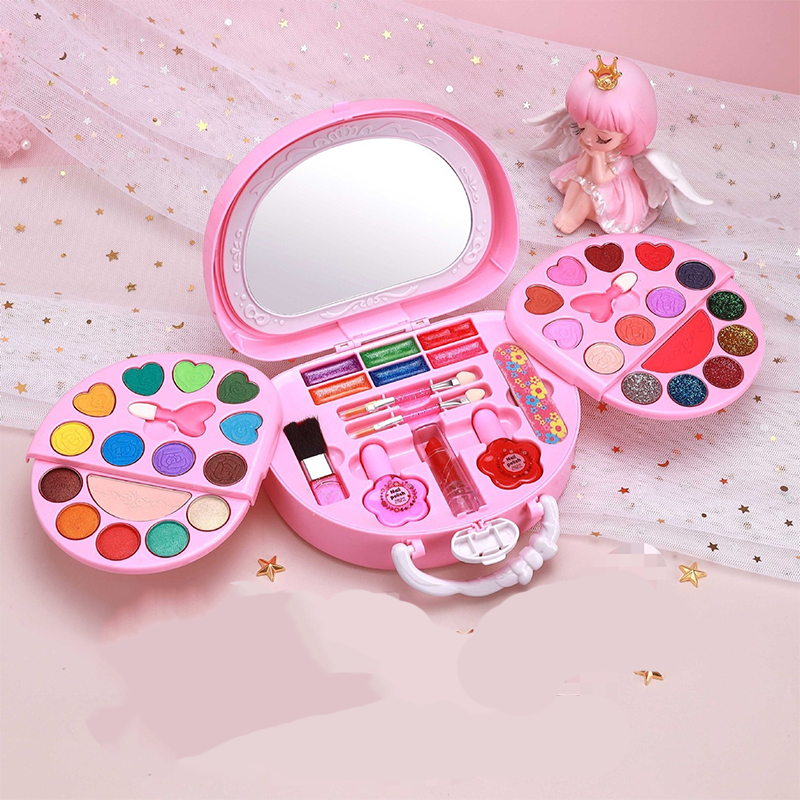 📢 50% DE RÉDUCTION ! 👜 Kit de Maquillage Lavable Enfant – Plastique – Sac à Main Rose & Palette Dépliable for Filles